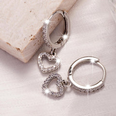 Golden Plated Copper Hoop Earrings - Heart Drop Pendant Earrings For Women