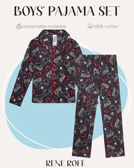 Rene Rofe Boys’ Pajama Set - 2 Piece Yummy Jersey Long Sleeve Top and Pajama Pants - Warm Fuzzy Sleepwear Set for Boys (4-14)