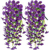 2X Faux Petunias Outdoors – Realistic Artificial Flowers | UV‑Resistant Weatherproof Patio Plants, Long-Lasting Everlasting Outdoor Floral Décor for Window Box, Garden Pot, Porch Vase