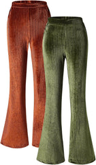 Floerns Girl's 2 Pcs Elastic Waist Flare Leg Pants Velvet Winter Bell Bottom Legging