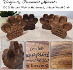 Dog Memorial Gift Set,Paw Print Shape Ornament to Remember Dog or Cat,Walunt Hardwood,Rainbow Bridge Pet Memorial Bracelet,Sympathy Gifts for Women Men Who Lost Pets