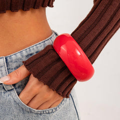 Colorful Resin Bangles for Women Trendy Chunky Acrylic Cuff Irregular Wristbands