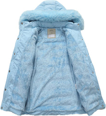 Girl's Winter Waterproof Warm Long Coat,Kids Puffer Jacket Outerwear Parka,Removable Hood