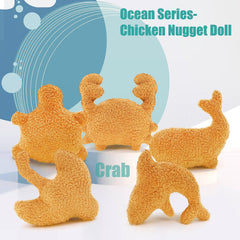 Dino Chicken Nugget Plush, Realistic Fun Dino Fried Chicken Nuggets Pillow Stuffed Toy for Gift for Boys and Girls (Mini Marine-5pc)