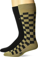 BOSS Men's Solid Color and Check 2 Pack Socks