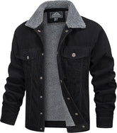 MAGCOMSEN Men's Corduroy Jacket Winter Sherpa Lined Warm Thick Trucker Cargo Coat with 5 Pockets