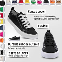 Canvas Shoes for Women Casual Low Top Sneakers Fashion Womens Tennis Shoes with Extra Laces