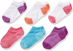 Fruit of the Loom Girls' No Show Socks-6 Pack