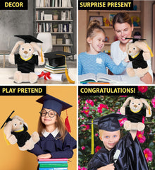 DolliBu Rabbit Graduation Plush Toy - Super Soft Plush Graduation Hand Puppet Animal Dress Up with Gown and Cap with Tassel Outfit - Congratulatory Graduation Gift with Personalization - 9 Inch