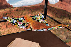 Hammock for Bearded Dragons, Mini Sugar Skulls Fabric with Suction Cup Hooks