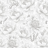 GloryTik Floral Peel and Stick Wallpaper Boho Contact Paper 17.3" x 118" Grey and White Self Adhesive Removable Wallpaper Modern Wall Paper for Bedroom Bathroom