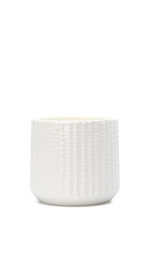 Arktiva Ceramic Planter Pot with Drainage Hole, 5 Inch Dia, Indoor and Outdoor, Home Patio Garden, Plants Flower Succulent, Textured Round (Black)