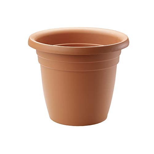 Crescent Too Indoor-Outdoor Emma Round Plastic Flowerpot 9 Inches Colored Planter (Charcoal)