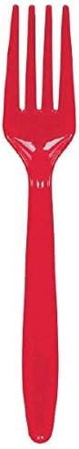 Amscan Apple Red Plastic Forks - 9" x 4.3", Pack of 20