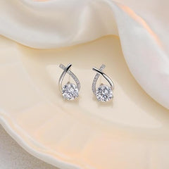 1 Pair Elegant Twisted Teardrop Stud Earrings for Women Drop Earrings Jewelry