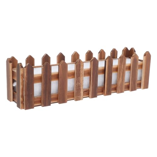 TOYANDONA Fence Shape Wooden Planter Box Outdoor Artificial Flower Planter Decorative Garden Pot for Patio and Balcony
