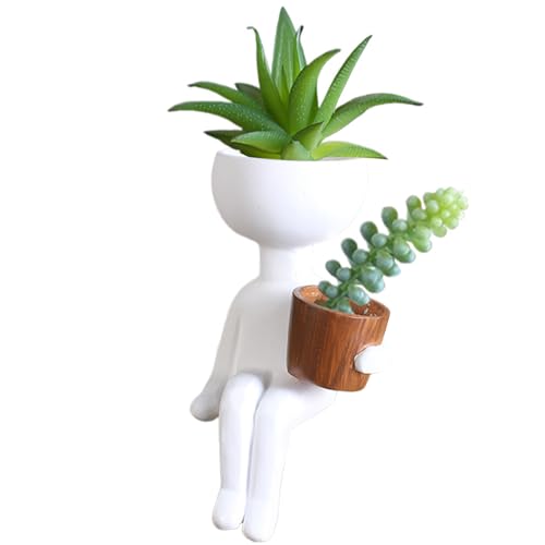 Face Planters Pots Resin Planters for Indoor Plants Small Succulent Pots Waterproof Resin Cactus Planter Modern Vases for Office Desk Shelf Decor 2