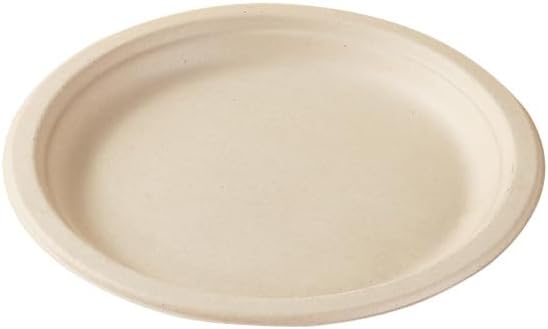 6" Small Compostable Dessert Plates, Heavy-duty Unbleached Biodegradable Bagasse and Bamboo fiber Paper Plates, White
