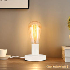 Helunsi Industrial Table Lamp Base, E26 E27 Lamp Base Without Shade, Mini Short Desk Lamp Exposed Bulb Base, Simple Metal Edison Light Bulb Stand, with 5.8ft Cord Switch Plug Bulb Base Holder (Black)