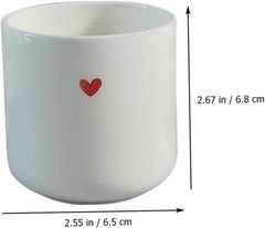 Cabilock Heart Ceramic Cup Simple Bone Water Coffee Mug for Home Couple Use Easy Clean Decorative Tea Holder with Stain Resistant Surface Practical Friends