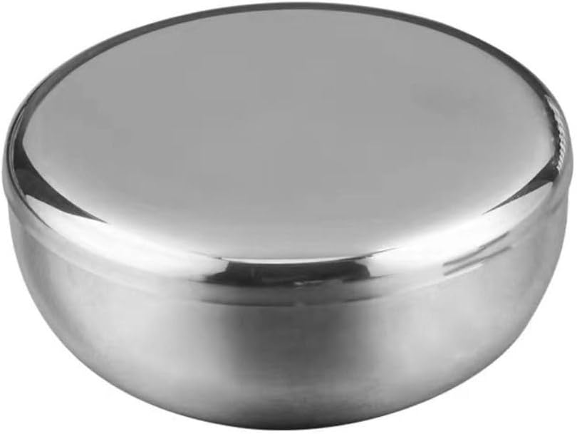 Generic Stainless Steel Rice Bowl with Lid, Soup, Snack, Salad, Noodle Bowl, Modern Style, Silver, 420ml