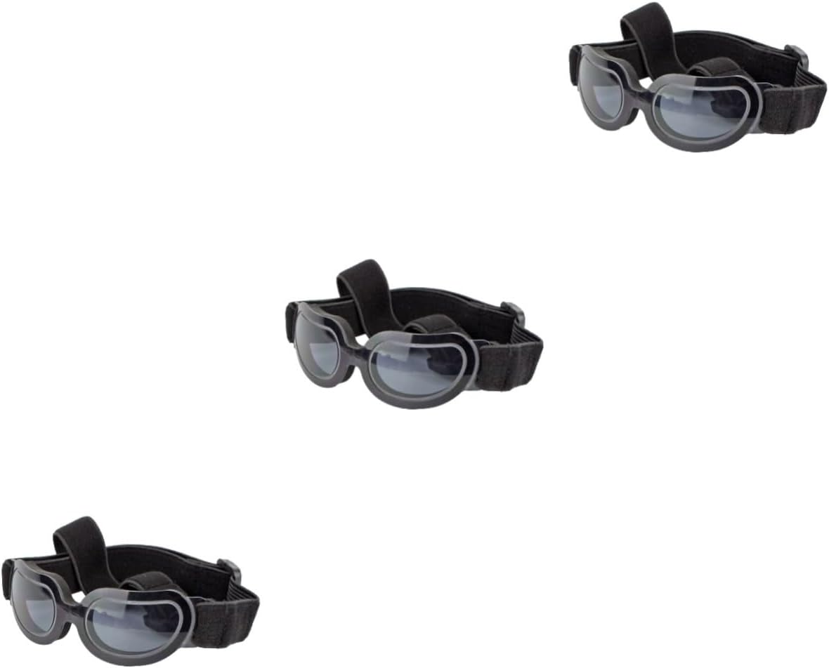 Angoily 2pcs Dog Sunglasses Straps Uv for Dogs Foldable Pet Eye Wear for Outdoor Activities Black