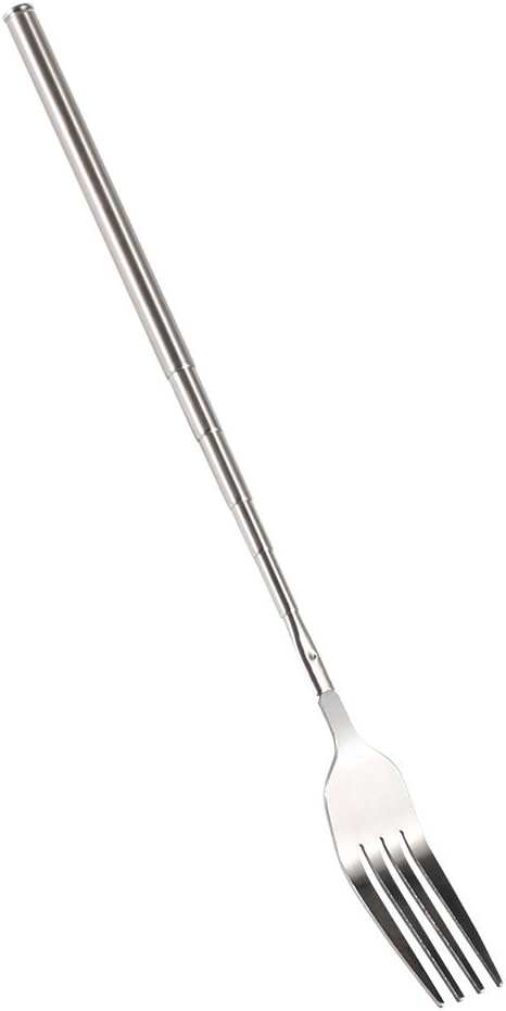 Extendable Stainless Steel Fork, 1 Piece, Long Handle, BBQ, Dinner, Dessert, Silver