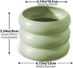 4.7 Inch Modern Plant Pot White Ceramic Glaze Succulent Planters for Indoor Unique Pots, Planter with Drainage Holes Small Bubble Porcelain for Herb Snake Plants