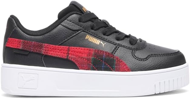 PUMA Toddler Girls Carina Street Punk Plaid Lace Up Sneakers Shoes Casual - Black