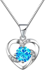 Necklace for Women Gem Heart Pendant Necklace Womens Love Colorful Design Pendant Necklace Jewelry Gifts for Women (Big red pendant.)