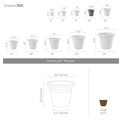 Crescent Too Indoor-Outdoor Emma Round Plastic Flowerpot 9 Inches Colored Planter (Charcoal)