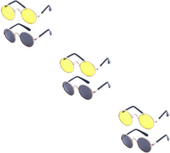 3pcs Pet Sunglasses for Dogs and Cats Funny Creative Prop Glasses Golden Frames Yellow Black Patterns Lightweight Uv for Pet Parties