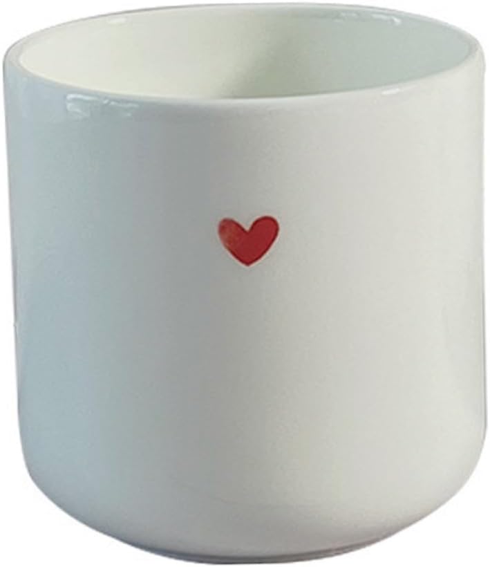 Cabilock Heart Ceramic Cup Simple Bone Water Coffee Mug for Home Couple Use Easy Clean Decorative Tea Holder with Stain Resistant Surface Practical Friends