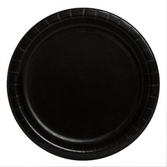 Solid Black Round Dessert Paper Plates - 7" (Pack of 20) - Elegant Party Plates for Appetizing Treats - Perfect for Birthdays & Events