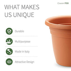 Crescent Too Indoor-Outdoor Emma Round Plastic Flowerpot 9 Inches Colored Planter (Charcoal)