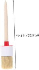 Milisten 4pcs Round Bristle Oil Painting Brush Wooden Handle Versatile for Bbq Baking Art Projects Random Bristle