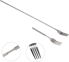 Stainless Steel Dinner Fork,BBQ Telescopic Extendable Dinner Fruit Dessert Long Handle Fork Stainless Steel Cutlery,anti rust,sturdy and durable