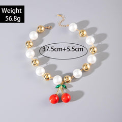 1PC Cherry Pendant Necklace, Cute Fruit Charm Necklace for Women, Delicate Acrylic Cherry Jewelry with Adjustable Chain, Sweet Summer Layered Necklace