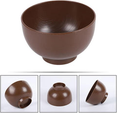 Unomor 1pcs Japanese Wood Grain Miso Bowl Small Reusable Soup and Rice Serving Bowl for Noodles for Home and Restaurant Use