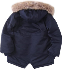 Happy Cherry Kids Winter Coats with Fur Hooded Light Puffer Coat Warm Fleece Jacket for Baby Boys Girls Toddler