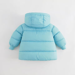 marc & janie Girls Long Sleeve Mid-Length Hooded Down Jacket Solid Button Outerwear Ultralight Warm Tops 231186