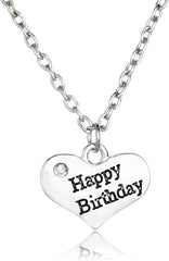 Birthday Necklace Happy Birthday Gifts for Women Men Silver Heart Pendant Necklace Gifts