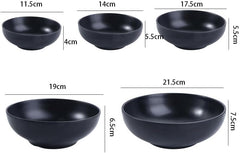 5 Sizes Noodle Soup Bowls,Melamine Black Ramen Bowls, Dipping Bowls Kitchen Bowls for Cereal, Snack, Soup, Salad and Rice(14cm)