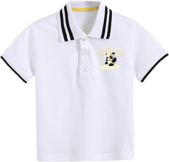 Cartoon Panda Prints T Shirt for Kids Child Girls Boys Short Sleeve Thin Tops Lapel Summer Casual Loose Tees