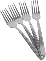 Home Basics Eternity Mirror Finish 4 Piece Stainless Steel Cutlery Flathware, Silver (Dinner Fork)