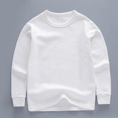 Kids Toddler Solid Color Cotton Shirts Tops Boys And Girls Long Sleeve Crewneck T-Shirts Casual Toddler Girls Sweatshirt