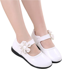 Girls Dress Flat𝐬 Toddler Girls School Uniform Shoes Mary Jane Flower Ballet Faux Leather Flat𝐬 for Wedding Part𝐲