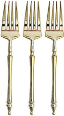 24 Disposable Gold 6 in Dessert Plastic Forks Appertizers Roman Column Handle for Weddings Parties Birthdays Receptions Events Catering Buffet Dinnerware Tableware Decorations