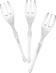 Heavy Duty Mini Forks, Disposable Plastic Small Forks 4" for Appetizer Dessert Tasting, Heavy Duty, Clear Plastic 100-Pack