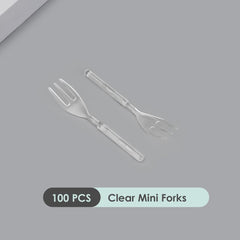 Heavy Duty Mini Forks, Disposable Plastic Small Forks 4" for Appetizer Dessert Tasting, Heavy Duty, Clear Plastic 100-Pack